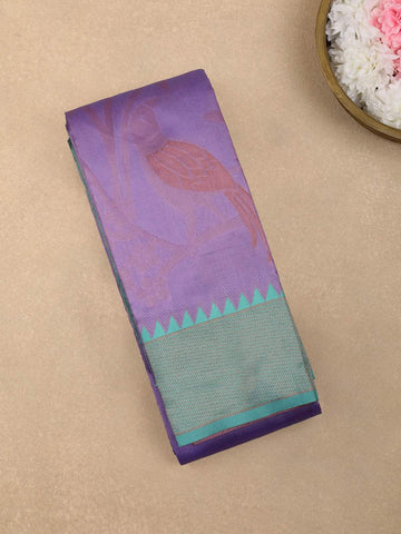 Lavender Floral and Birds Designed Art Silk Saree - Diadem