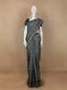 Black Floral Designed Semi Tussar Silk Saree