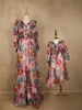 Pink Organza Party Wear Gowns for Mother & Daughter - Diadem