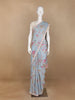 Pale Blue Floral Designed Georgette Fancy Saree
