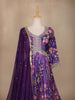 Violet Floral Printed Crepe Gown