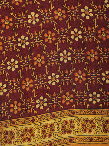 Brown Floral Print Georgette Saree - Diadem