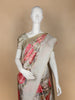 Grey Semi Tussar Silk Floral Designed Saree
