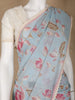 Pale Blue Floral Designed Georgette Fancy Saree