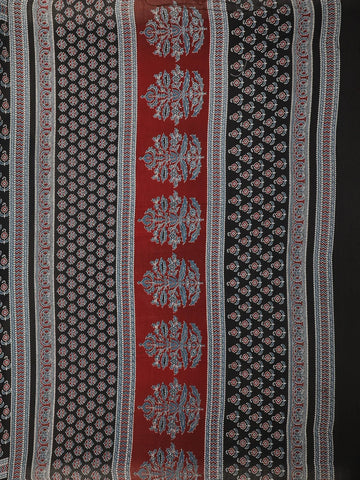 Black Floral Design Cotton Saree - Diadem