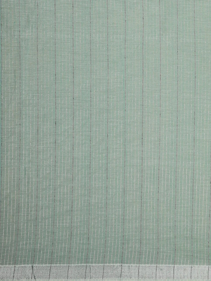 Aqua Green With Designed Border Cotton Saree - Diadem