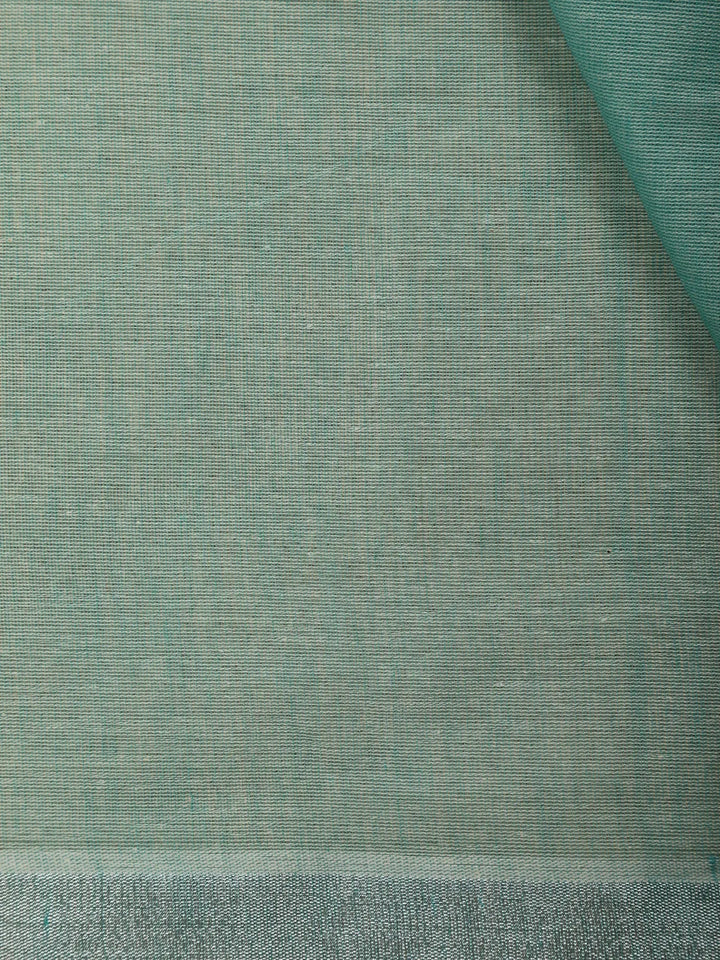 Aqua Green With Designed Border Cotton Saree - Diadem