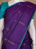 Purple with Teal Border Zari Butta Kanchipuram Silk Saree