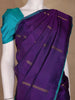 Purple with Teal Border Zari Butta Kanchipuram Silk Saree