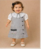 Grey Cotton Frock Adorned with Black Buttons and Peter Pan Collar for Girls