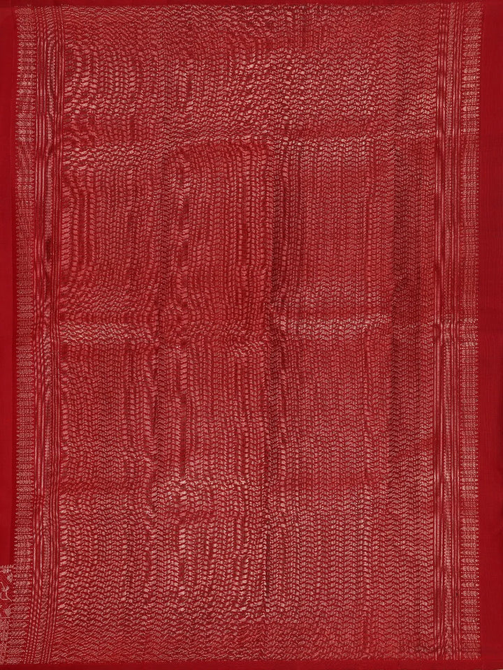 Red Floral Motifs Pure Kanchipuram Silk Saree - Diadem