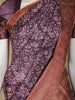 Dark Purple Floral Designed Chanderi Cotton Saree