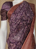 Dark Purple Floral Designed Chanderi Cotton Saree