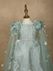 Pale Green 3D Floral Designed Party Gown for Girls