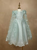 Pale Green 3D Floral Designed Party Gown for Girls