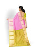 Light Pink Pure Kanchipuram Bridal Silk Saree with Dot Stripes Design on the Body and Zari Border