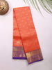 Red Pure Kanchipuram Bridal Silk Saree with Floral Motif on the body and Contrast Zari Border - Diadem