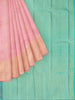 Teal Blue Pure Kanchipuram Silk Saree with Floral Motif on the Body and without Border