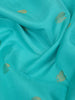 Turquoise Blue Pure Kanchipuram Bridal Silk Saree with Peacock and Chakra Motif Design with Zari Border