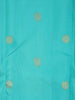 Turquoise Blue Pure Kanchipuram Bridal Silk Saree with Peacock and Chakra Motif Design with Zari Border