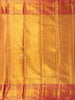 Gold Pure Kanchipuram Bridal Silk Saree with Floral Motif on the body and Contrast Zari Border - Diadem