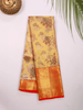 Mustard Pure Kanchipuram Bridal Silk Saree with Floral Motif on the body and Zari Border - Diadem