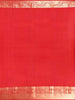 Red Pure Kanchipuram Bridal Silk Saree with Leaf Jacquard Design on the Body with Zari Border - Diadem