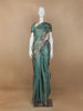 Green Floral Designed Tissue Organza Saree