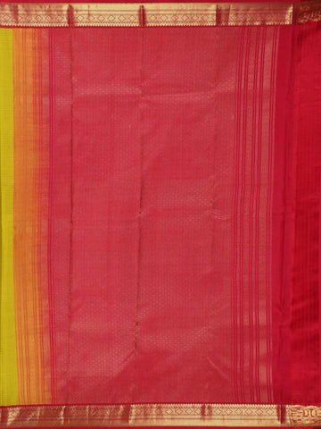 Parrot Green Checked Designs Pure Kanchipuram Silk Saree - Diadem