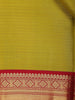 Parrot Green Checked Designs Pure Kanchipuram Silk Saree - Diadem