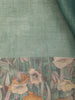 Green Floral Designed Tissue Organza Saree