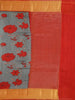Grey Banarasi Saree with Flower Design on the Body with Contrast Zari Border - Diadem