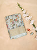Light Grey Banarasi Saree with Floral Jacquard Design on the Body with Zari Border - Diadem