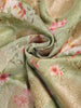 Light Green Banarasi Saree with Flower Design on the Body with Contrast Border