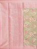 Light Green Banarasi Saree with Flower Design on the Body with Contrast Border
