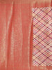 Peach Banarasi Saree with Checked Design on the Body and Contrast Border