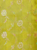 Green Banarasi Saree with Flower Design on the Body with Contrast Zari Border - Diadem
