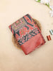 Red Art Silk Saree with Diagonal Checks and Floral Design on the Body with Matching Border