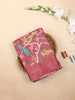 Red Chanderi Silk Saree with Animals Motifs on the Body with Zari Border