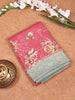 Rose Pink Banarasi Saree with Floral Design on the Body and Contrast Border - Diadem