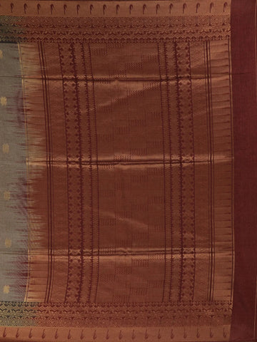 Grey Semi Tussar Silk Floral Designed Saree - Diadem