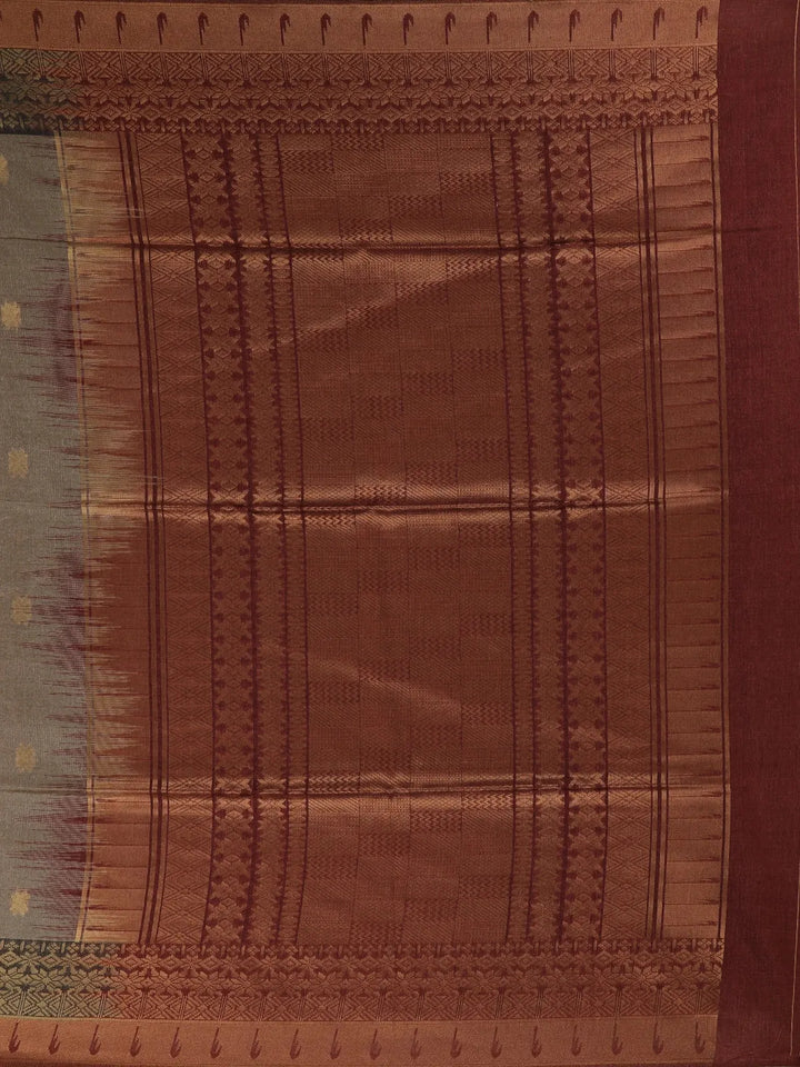 Grey Semi Tussar Silk Floral Designed Saree - Diadem