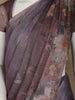Purple Floral Designed Tissue Organza Saree