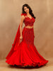 Red Floral And Sequins Embroidered Net Bridal Lehenga - Diadem