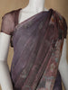 Purple Floral Designed Tissue Organza Saree