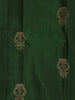 Green Pure Kanchipuram Bridal Silk Saree with Floral and Peacock Motif on the Body with Zari Border