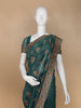 Dark Green Floral Embroidery Chiffon Silk Saree