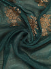 Dark Green Floral Embroidery Chiffon Silk Saree