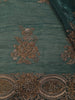 Dark Green Floral Embroidery Chiffon Silk Saree