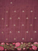 Magenta Tussar Silk Saree with Floral Designs on the Body and with Designed Border